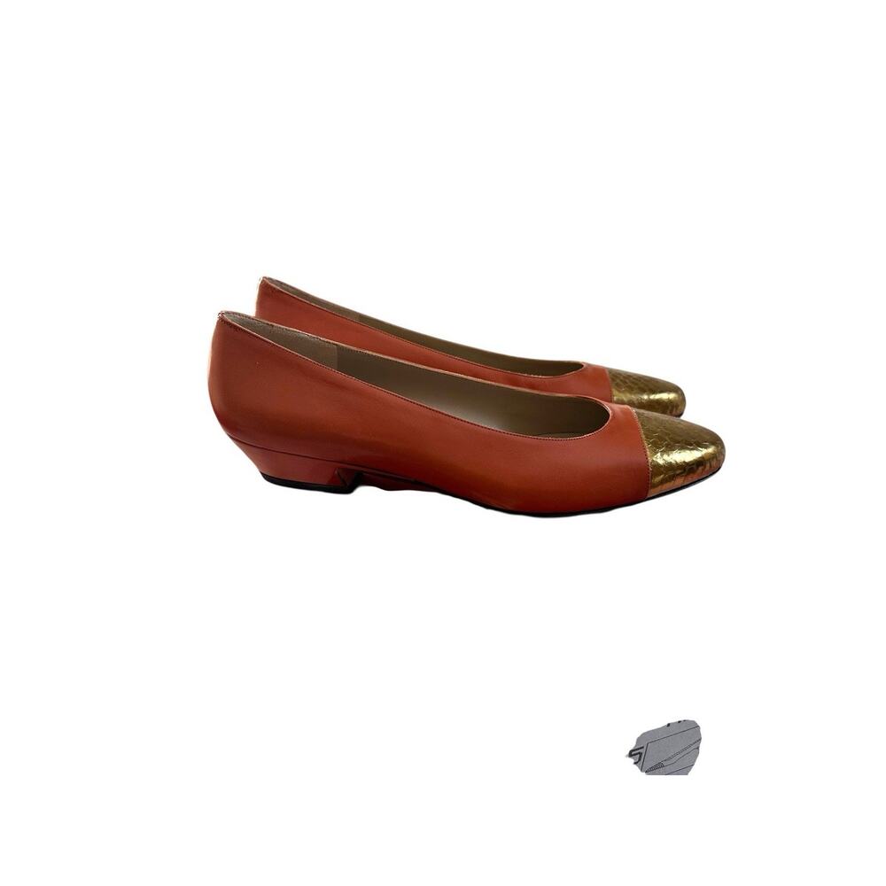 Salvatore Ferragamo Rust & Bronze Toe Textured Pumps 6.5 AA New In Box Italy - Picture 3 of 6